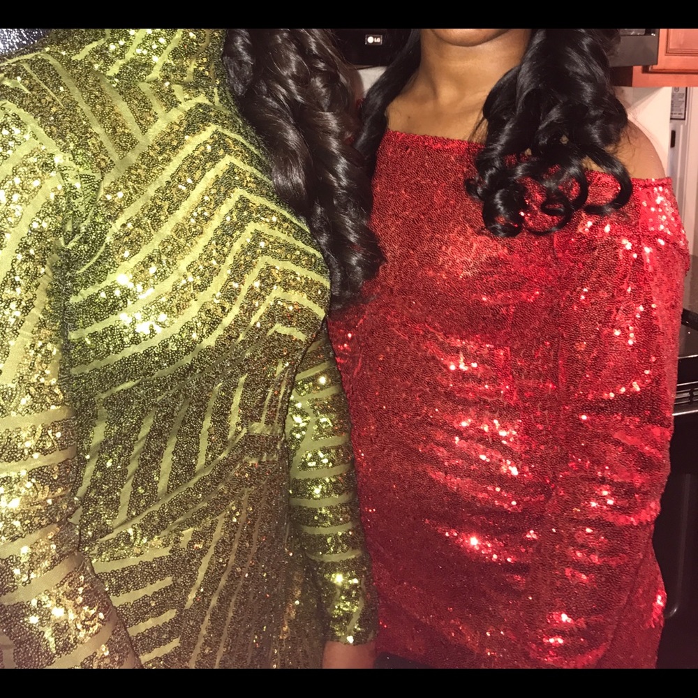 Prom Dress - Red sequin HANDMADE - Picture 5 of 7